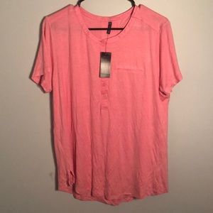 NYDJ Pleat Back Henley Tee